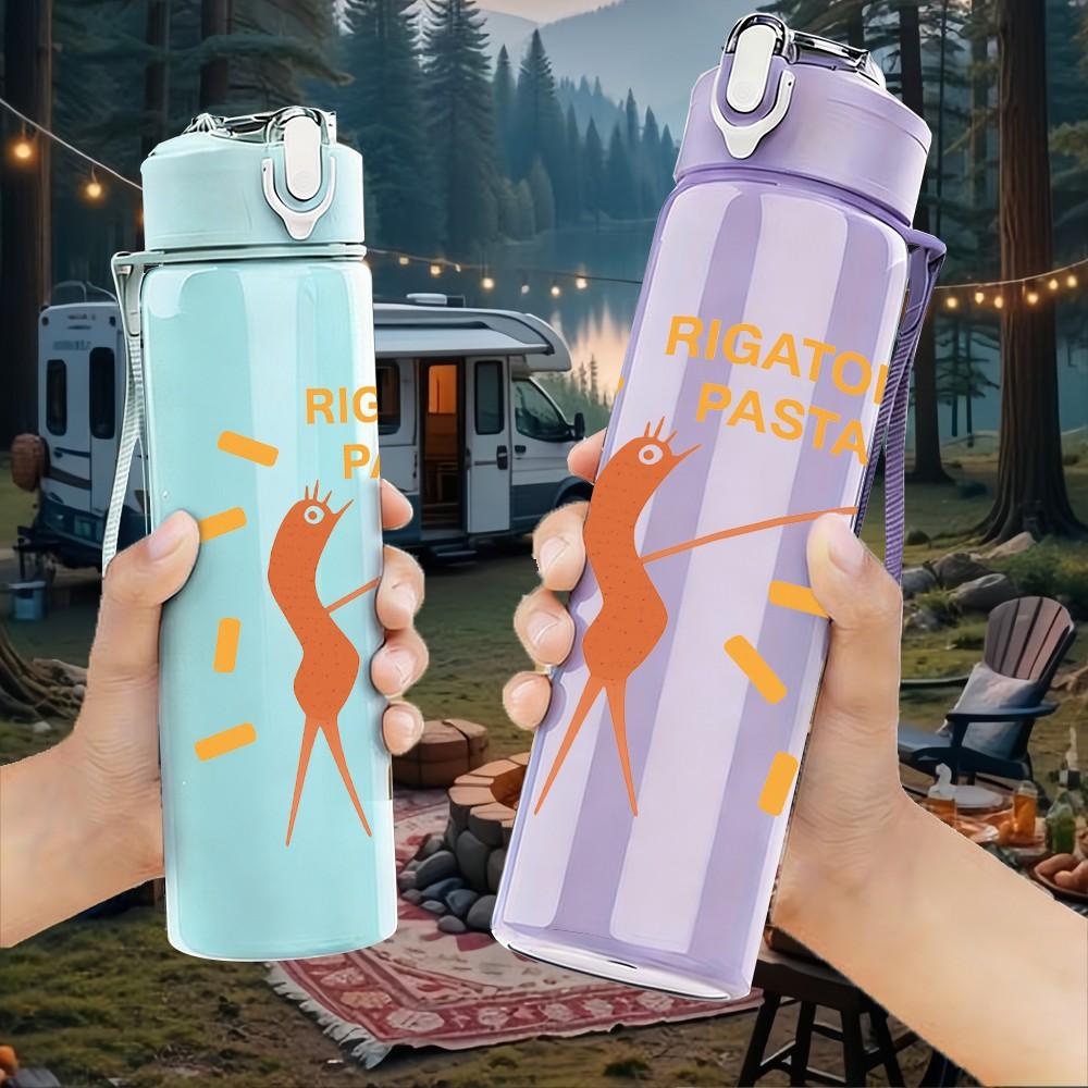 1PC Rigatoni Pasta Dancer Art 750ml Color Plastic Sports Water Bottle Leakproof Flip Straw Lid Suitable for Sports Office Home Use
