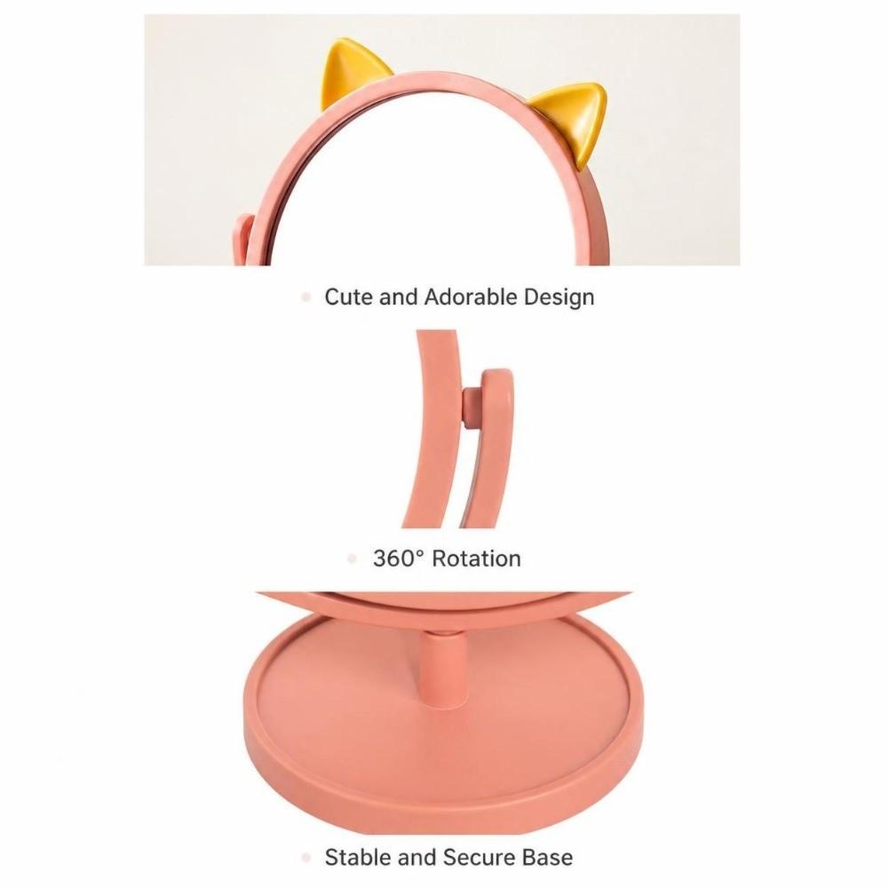 Single-Sided Vanity Makeup Mirror Cat Ear Shape Table Makeup Mirror New Dressing Mirror Bathroom