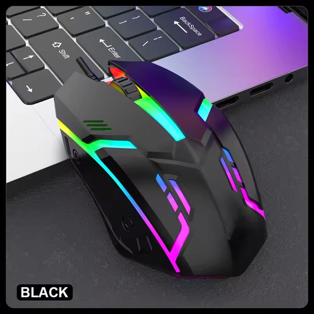Игровая клавиатура и мышь Игровая клавиатура для ПК Клавиатура с RGB-подсветкой Резиновые колпачки клавиш Проводная английская клавиатура Мышь Игровая мышь