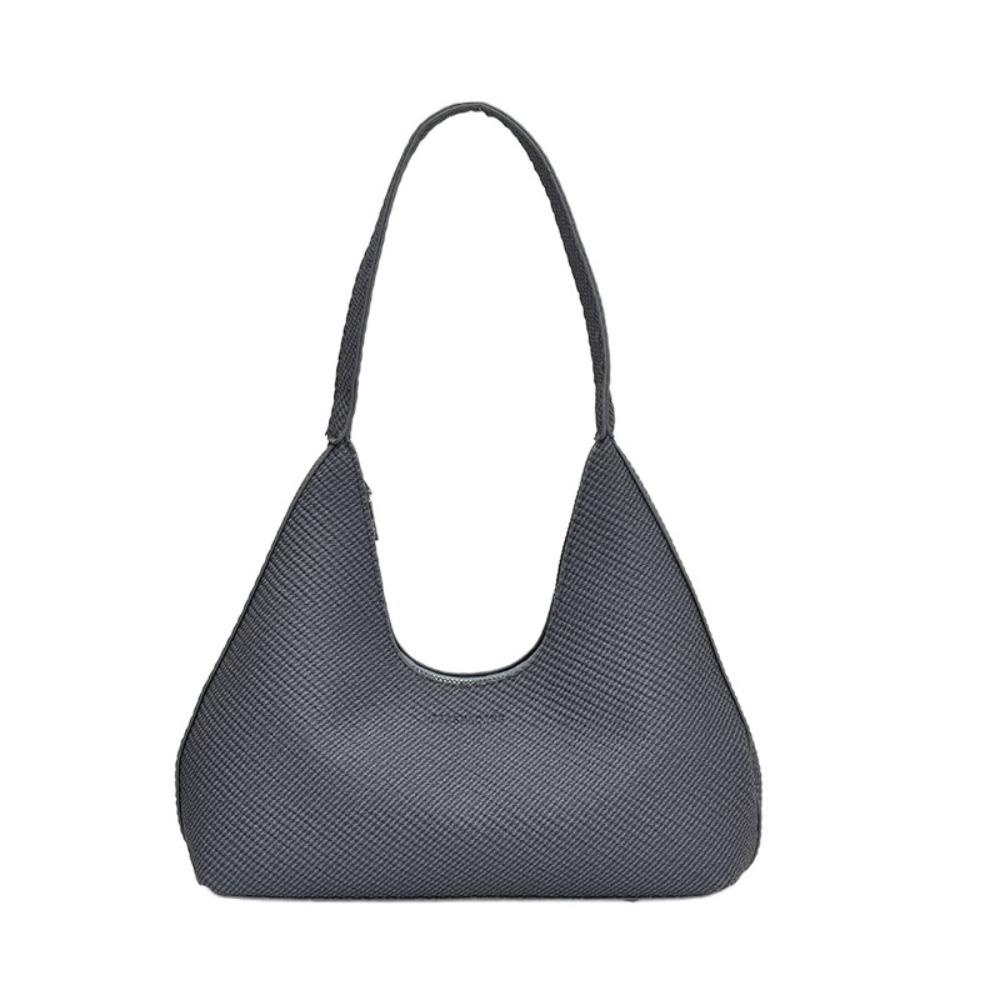Elegant French Underarm Bag Solid Color Texture Handbag Shoulder Bag PU Hobo Bag Party