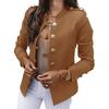 Women Suit Coat Stand Collar Long Sleeve Single Breasted Suit Jacket