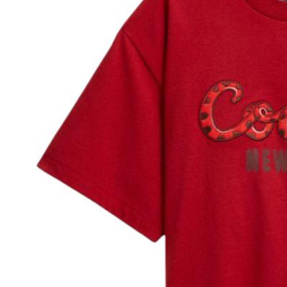 Coach Однотонная футболка с коротким рукавом и круглым вырезом для женщин, топ, красный CX311-RED