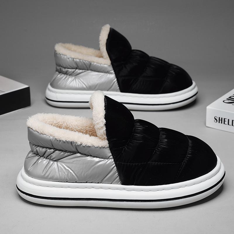 Модная домашняя обувь Зимняя повседневная обувь с круглым носком Гибкая платформа Слипоны для улицы Нескользящие Износостойкие Плюс Бархат Сохраняют Тепло