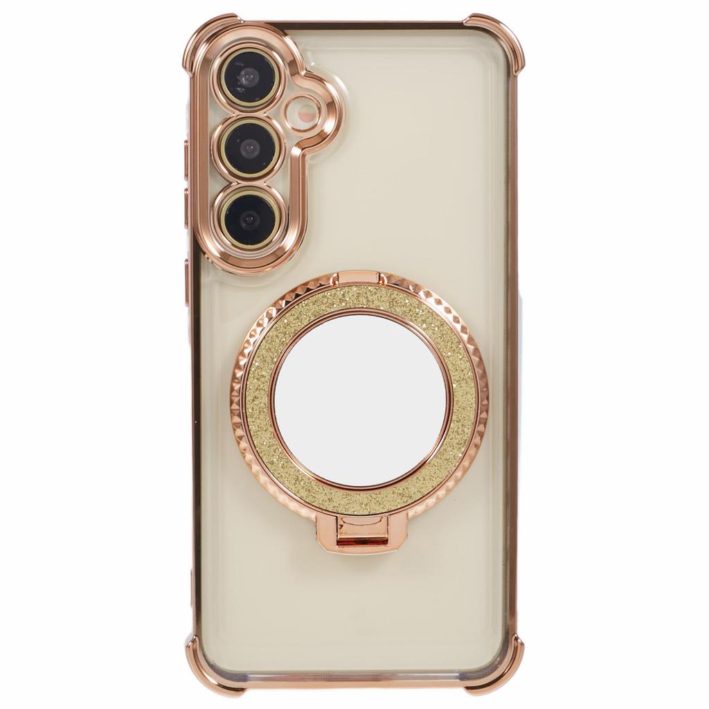 For Samsung Galaxy A35 5G Side Heart Pattern Case Kickstand TPU Phone Cover with Mirror