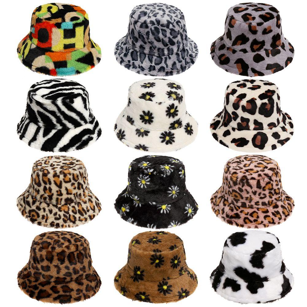 Новая Мода Многоцветная Радужная Повседневная Мягкая Теплая Панама Шляпы Клош Искусственный Мех Шапка Рыбака