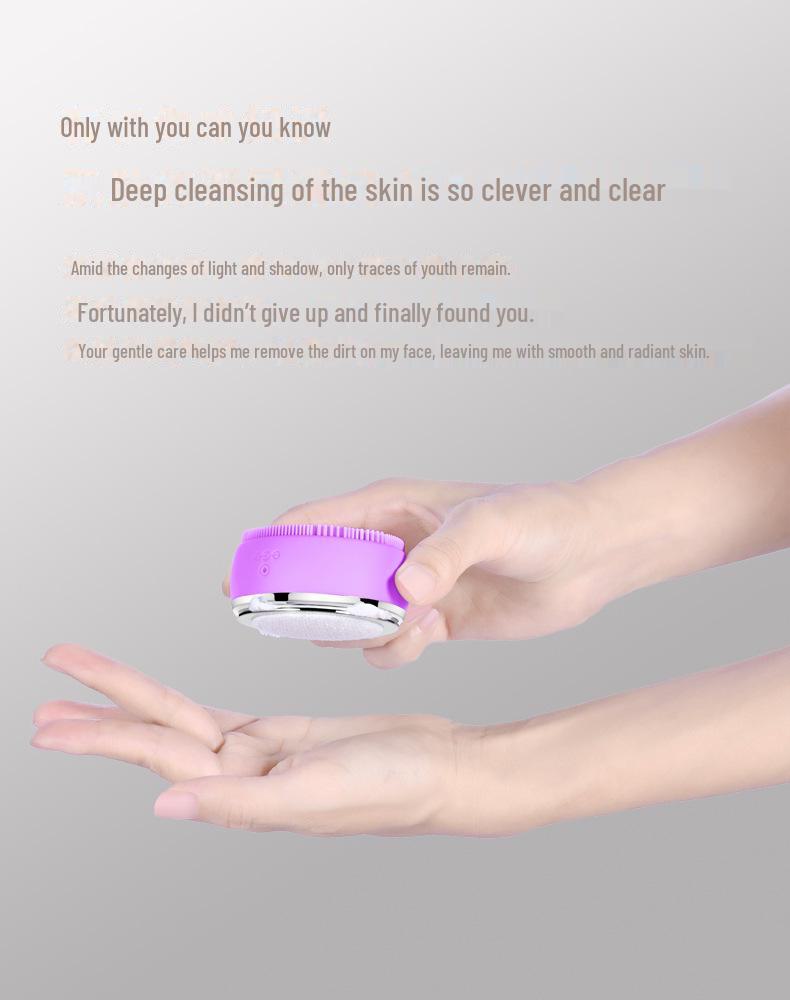 Подогреваемая силиконовая щетка для лица Hengyingjia со светотерапией для очищения и омоложения