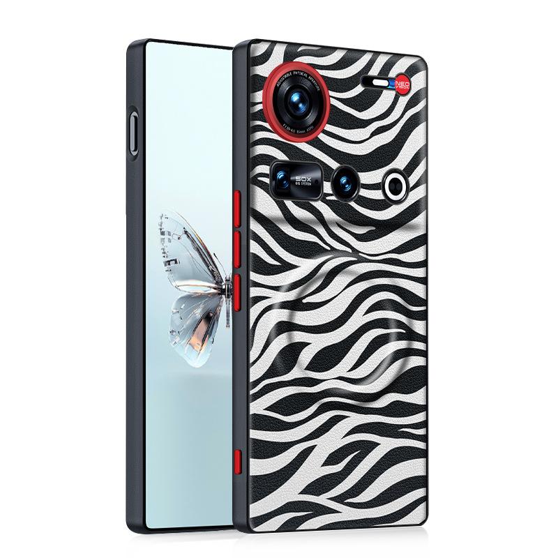 Для ZTE nubia Z70 Ultra и Z70S Ultra Чехол Корова Зебра Кожа Магнитная Застежка Ключи Рамка для Камеры Защита от Отпечатков Пальцев Мягкий Чехол