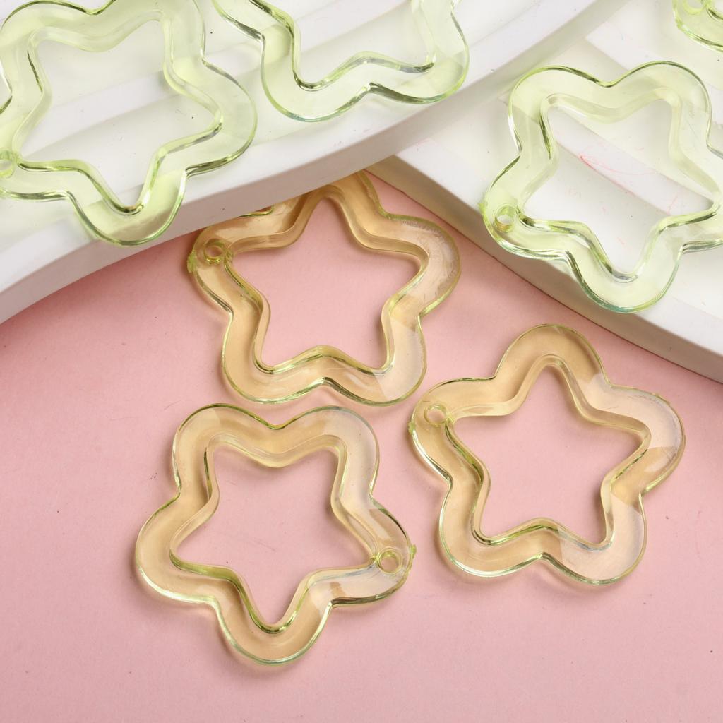 Home Party Supplies Fashion Acrylic DIY Jewelry Accessories 30mm Star Loose Beads for Bracelet Earring Making Material Transparent Charms Creative