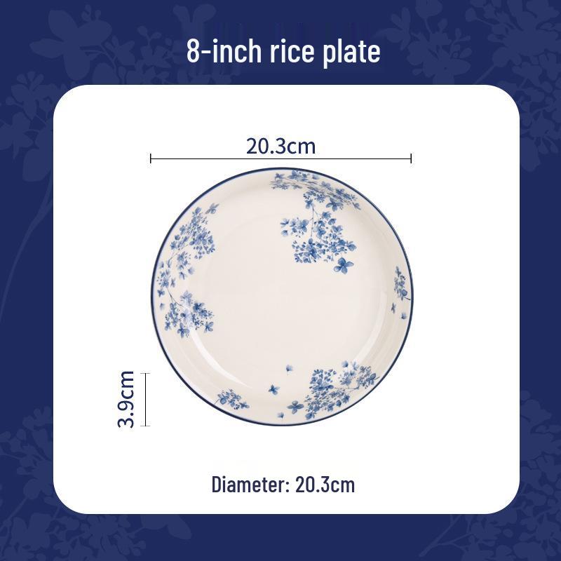 Shunxiang Jialan English Retro Ceramic Bowl & Plate Set - Underglaze Tableware for Soup & Rice.