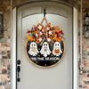 Unique Wood Fabric Crafted Halloween Ghost Wall Hanging Featuring Realistic Maple Leaves For Home Holiday Seasonal Decorations