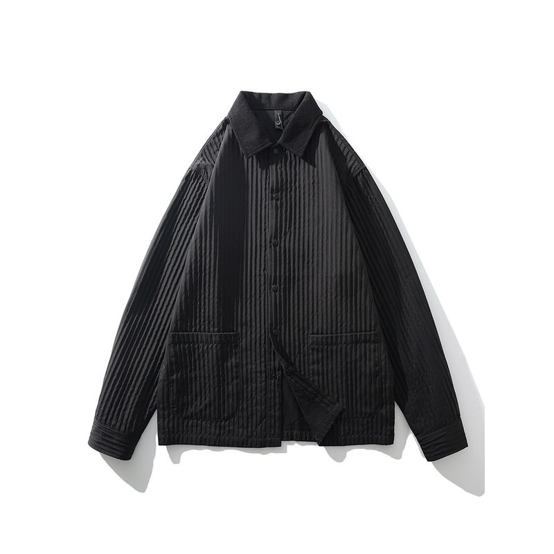 American vintage Contrast Color Lapel Pleat Cargo Shirts Men's Spring and Summer Thin Outerwear Foreign Trade Men's Casual Shirt