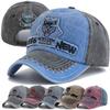 New Unisex Washed Cotton Baseball Cap Leopard Head Embroidery Cap Male Streetwear Dad Hats For Outdoor Camping Hiking Fishing