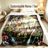 Gnome Theme Custom Blanket Personalized Name & Text Customized Soft Warm Throw Blanket Home Decor