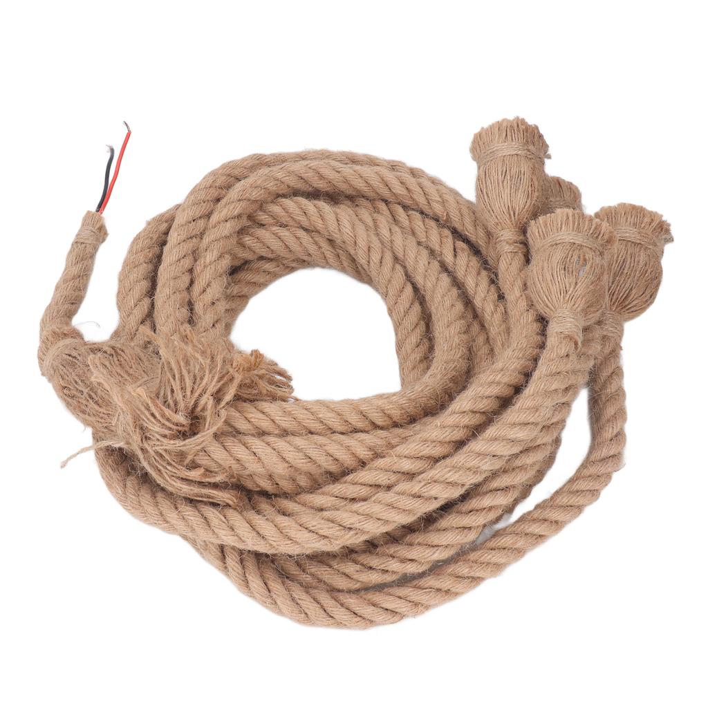 4 Heads Hemp Rope Pendant Light Fixture 6.5FT E27 E26 DIY Vintage Retro Hanging Ceiling Light for