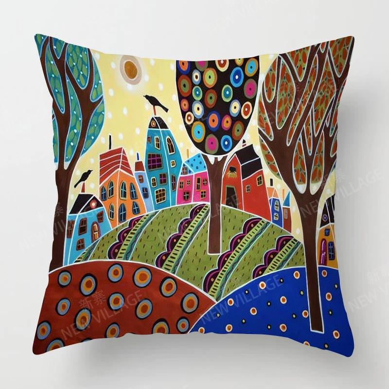 Чехлы для подушек для украшения гостиной дома Чехол для подушки в стиле винтажной масляной живописи 45*45 наволочка 40x40см 50x50 45x45