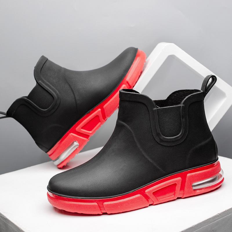 Модные мужские резиновые сапоги, водонепроницаемые резиновые сапоги, ботильоны для рыбалки, мойки автомобиля, водонепроницаемые, ПВХ, мужские, зимние, модные, для улицы, плоские, нескользящие, удобные