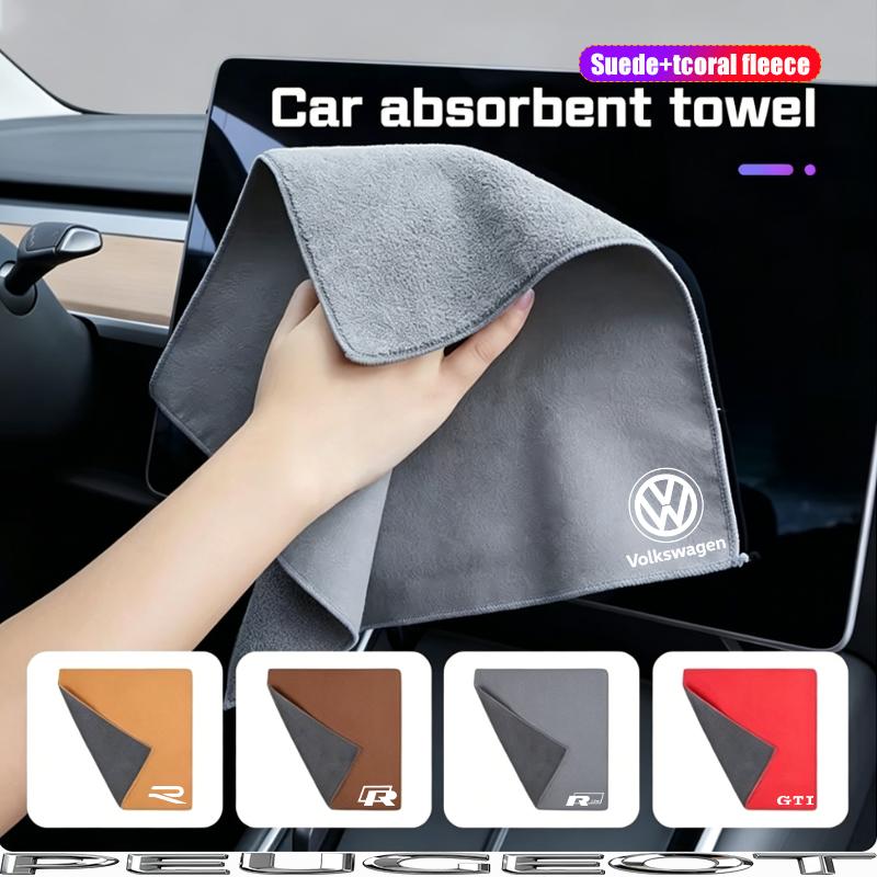 Microfiber Car Towel Super Absorbency Cleaning Care Cloth For VW GTI Polo Golf Passat MK6 MK7 Jetta Tiguan CC Taigo T-ROC HubCap