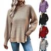 Women Warm Knitted Sweater Round Neck Pullover Jumpers Long Sleeve High Collar Knit Sweaters Tops Outerwear
