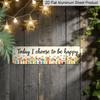 2D Flat, 1pc Vintage "Today I Choose To Be Happy" Aluminium Decorative Sign - Retro Hanging Decor with Spring Garden Butterfly & Flower Vase Design
