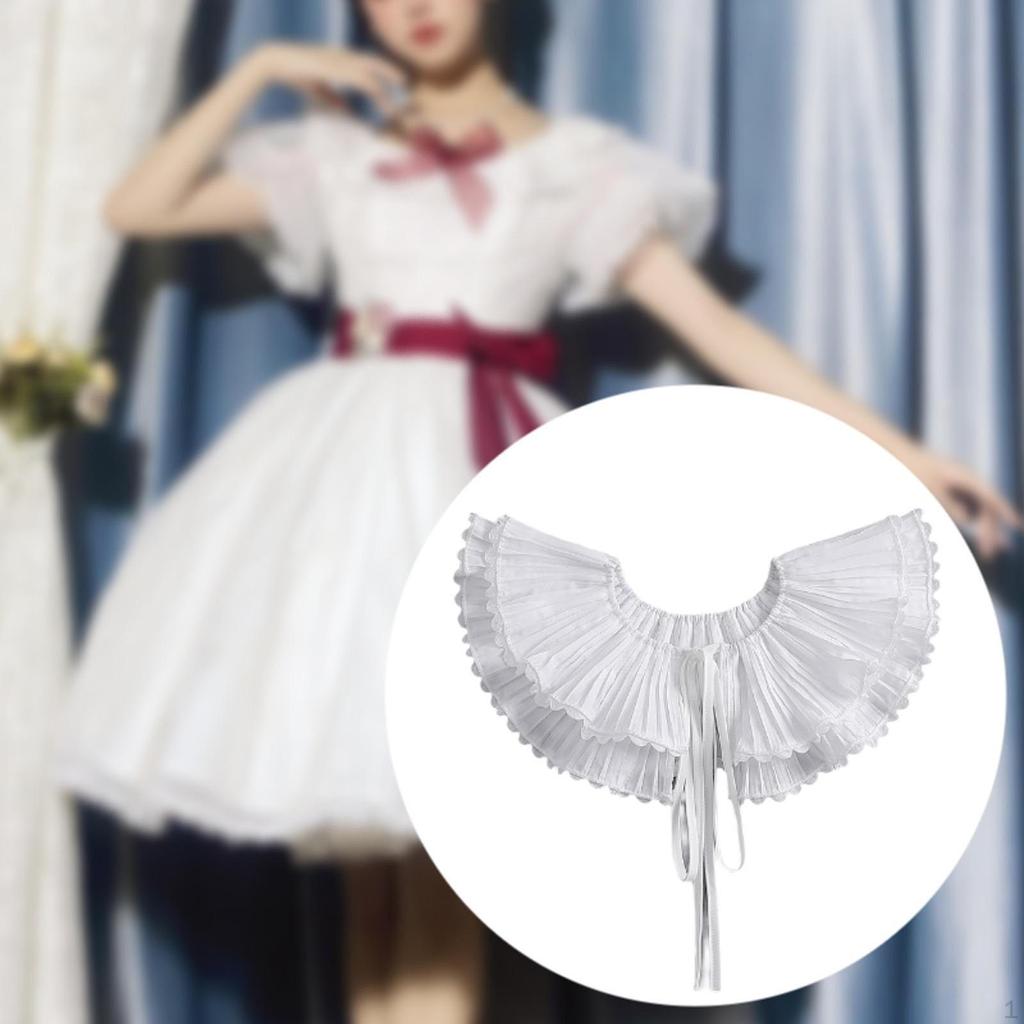 Women Pleated Collar Detachable Elegant Soft Court Shawl False for Shirts