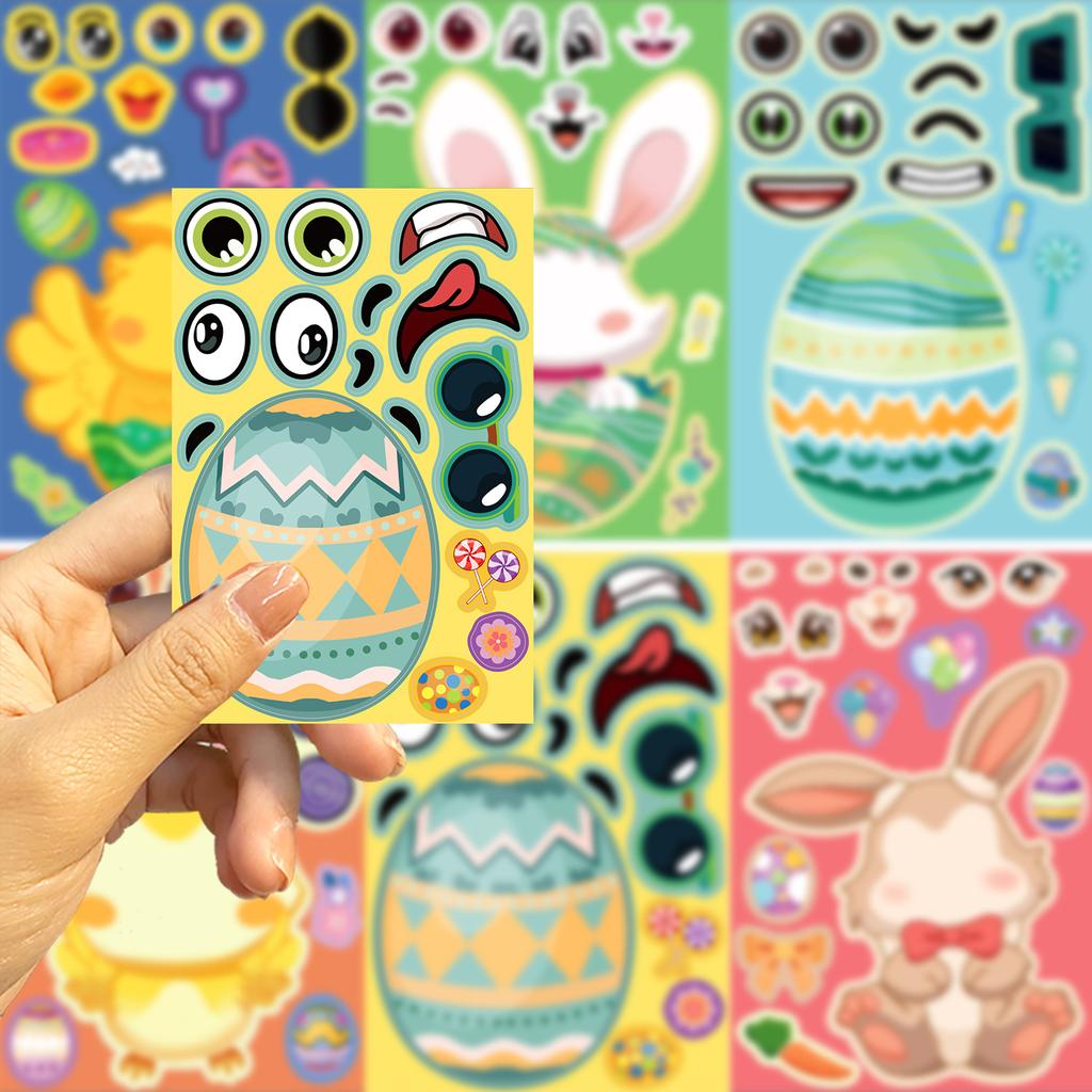 8 Cartoon Easter Stickers DIY Festival Hand Account Small Card Mobile Phone Case Decoration Korean Ins