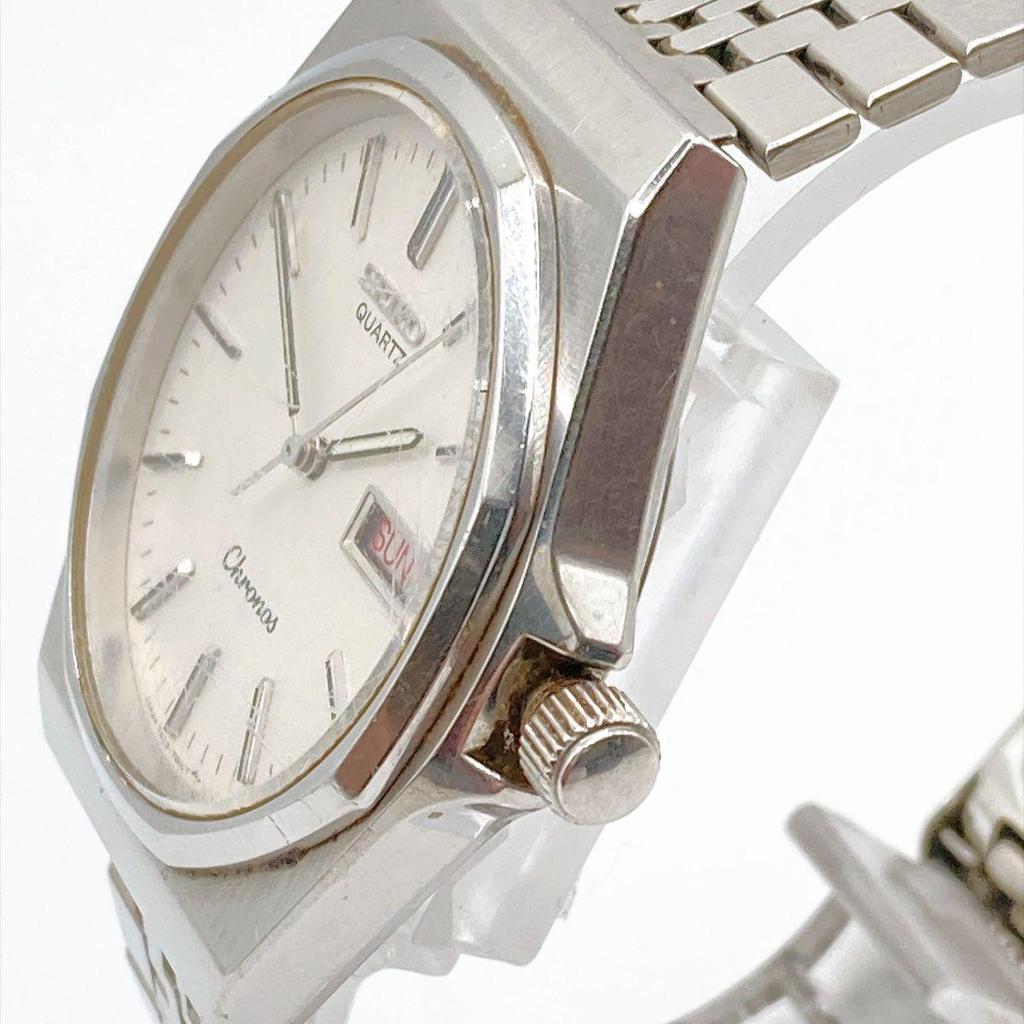 Б/у 538 SEIKO Chronos Мужские Часы Кварцевые День-Дата Рабочие