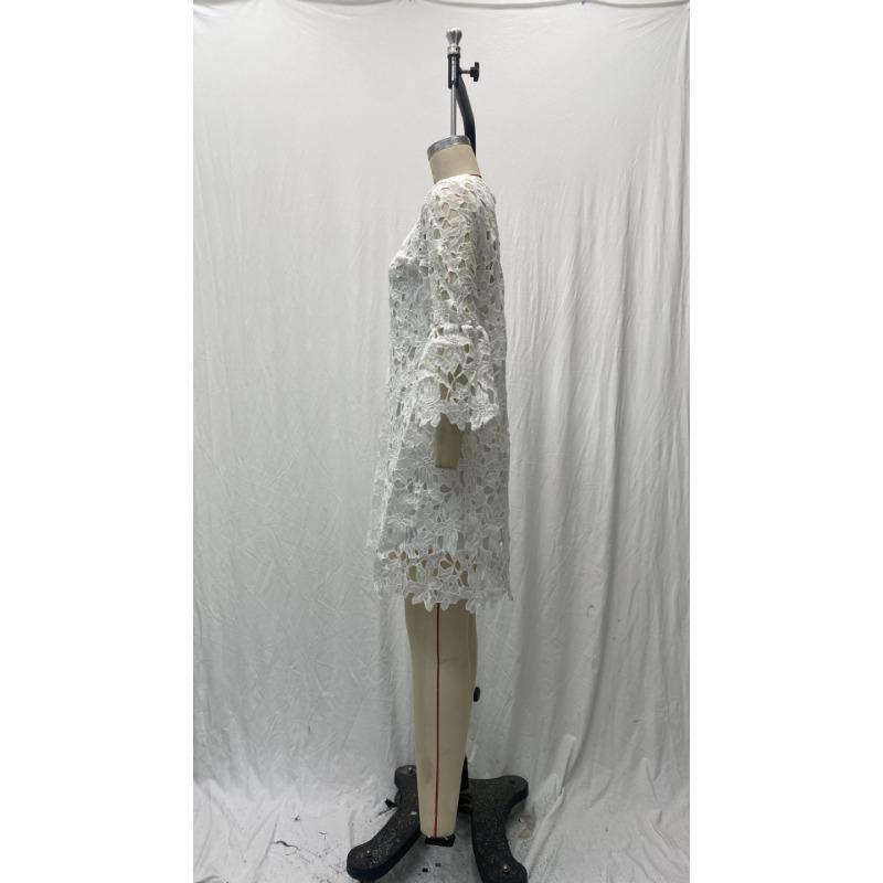 Женские летние кружевные повседневные платья с глубоким вырезом