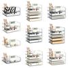 Desk Space Saving Box Clear Acrylic File Organizer Tray, 1/2/3/4/5 Tier Paper Ducument Compact Storage Box, Stackable Office Supplies Rack Desktop