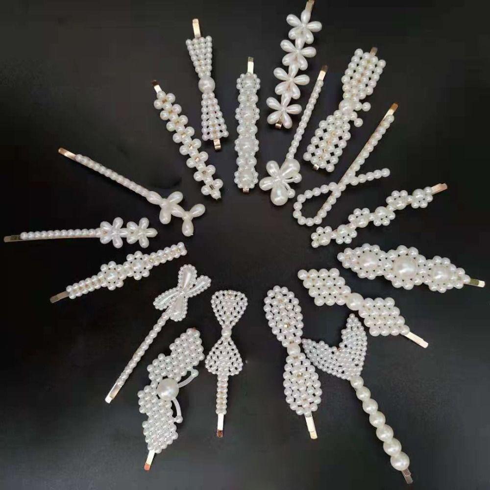 18pcs/set Bangs Clip Pearl Hairpin Set Side Clip Duckbill Clips Fashion Zinc Zinc Alloy Hair Clips Women