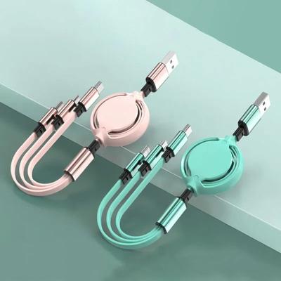3 в 1 выдвижной USB-кабель для передачи данных для зарядного устройства iPhone Кабель для быстрой зарядки для телефона Android типа C Xiaomi Huawei Samsung