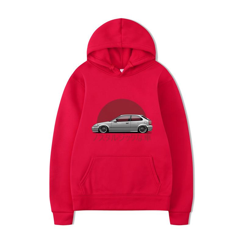 Independence Station Autumn And Winter Car Printing Hooded Sweater Men'S And Women'S Loose Couple Top
