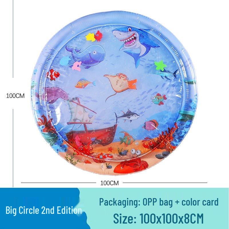Детский водный коврик и плавательный круг с морскими обитателями - Надувная подушка для ползания