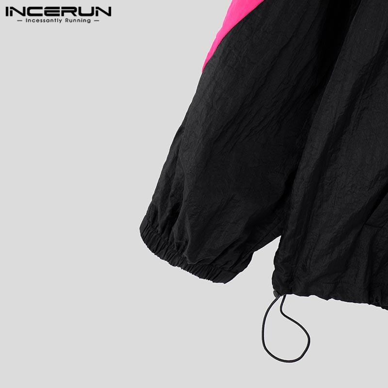 INCERUN Весенние мужские топы с V-образным вырезом и принтом, сшитые на заказ, с длинным рукавом, с завязками на подоле, футболки