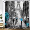 Nordic Style Landscape Paris Tower Fabric Shower Curtain Bathroom Curtains Waterproof Polyester Bath Screen with 12 Hooks