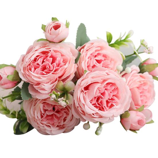 1шт 5-головка искусственная ткань роза домашняя вечеринка свадебный дом украшение свадебного стола