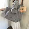 Trendy Plaid Large Capacity Canvas Bag Women's 2025 New Casual Lazy Style Shopping Bag Lightweight Shoulder Tote Bag