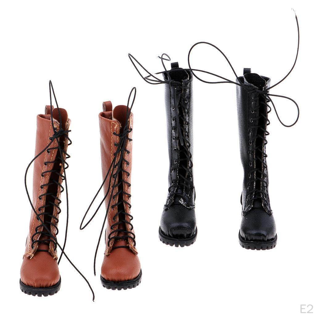 1:6 Scale PU Leather Boots for 12'' //Kumik Figures Black