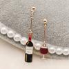 Fashion Cute Wine Bottle Pendant Drop Earrings for Women Wine Lover Asymmetric Earrings Party Jewelry Gifts