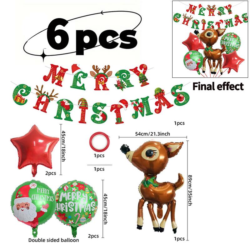 Christmas Balloon Set Santa Snowman Christmas Tree Balloon Bundle New Year Digital Balloon Christmas Party Decoration Props