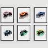 Watercolor Monster Truck Prints Set of 6 Boys Room Decor Monster Truck Kids Room Truck Posters Wall Decor Canvas Murals