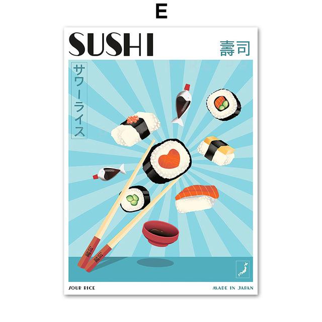 Яйцо Ламианская лапша японские суши Shaoju еда печать плакатов скандинавская настенная живопись маслом ресторан