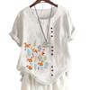 Stylish Pattern Print Women's Comfortable Cotton Linen Casual Tee with Round Neck and Short Sleeves S-5XL