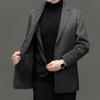 Double-sided Woolen Coat for Men In Winter Thick Suit Collar Plaid Coat Middle-aged Dad Removable Down Liner