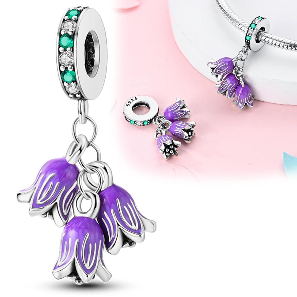 Медно-фиолетовая серия Бабочка Цветок Ирис Резиновая пробка Цепочка безопасности Для женского браслета DIY Ювелирные изделия Подарок