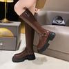2024 New Women's Boots Winter Selling High Boots Warm and Comfortable Retro Solid Color Punk Style Thick Bottom Motorcycle Boots