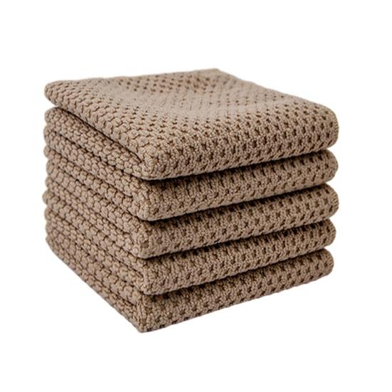 5Pcs Microfiber Dishcloths Absorbent Rag Kitchen for Washing Dishes Cleaning Cloth Textured Reusable Wiping Glassware