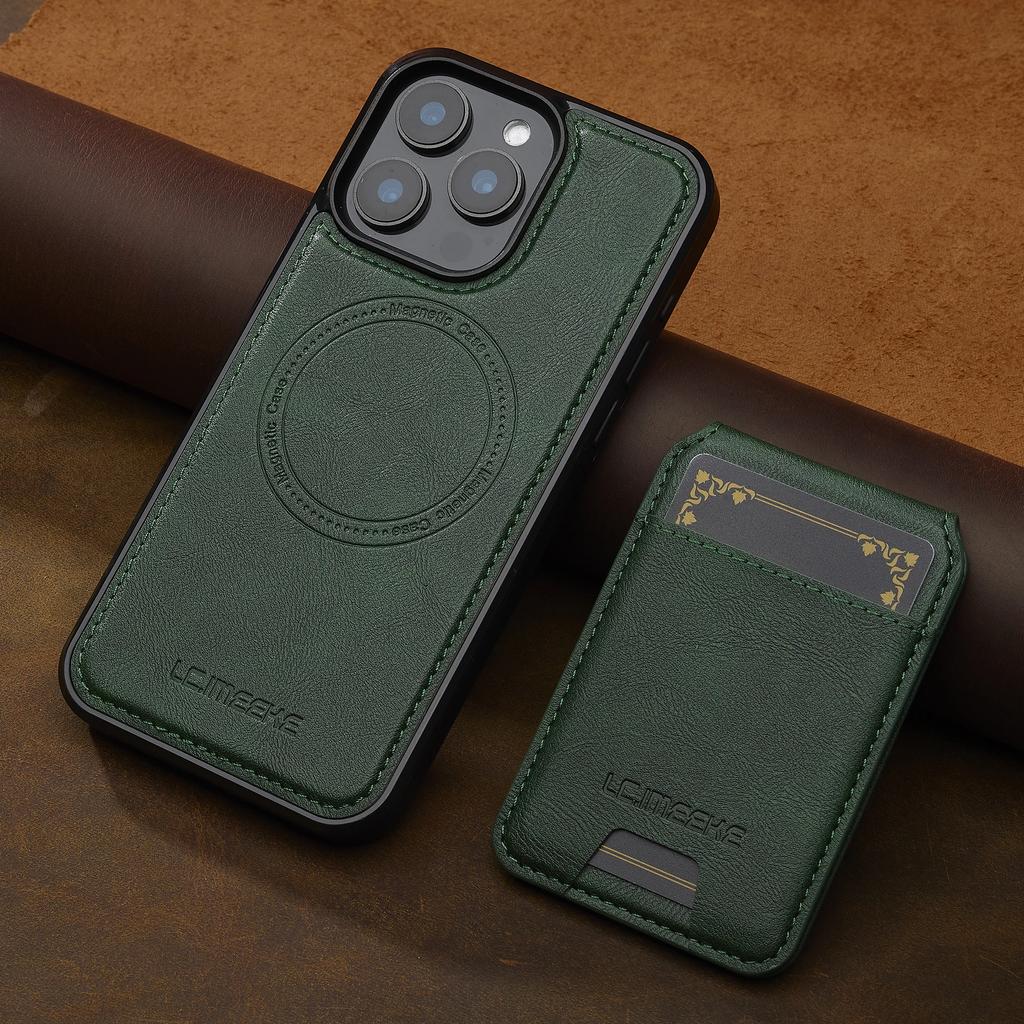2 в 1 Съемный кожаный чехол для iPhone 16 17 Air 16E 15 14 13 12 11 Pro XS Max XR 8 Plus SE Mini Карман для карт Магнитная крышка
