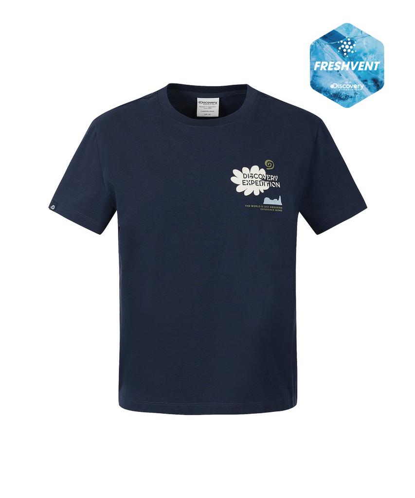 Женская футболка DISCOVERY EXPEDITION Freshvent Nature, полуоблегающая, с коротким рукавом (D/Темно-синий)