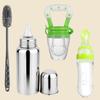 Baby Feeding Kit – Steel Milk Bottle 250 Ml, Fruit Feeder, Spoon Feeder Bottle & Cleaning Brush Set