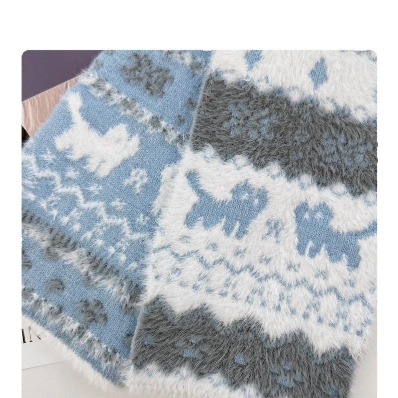Двусторонняя шарф-снуд в стиле Fair Isle для женщин, зимний, рождественский, уютный, с кошками и собаками, теплый шарф для шеи